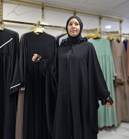 اكتشفي الفخامة: عباية + كاب سلهام بتوب كريب روزا