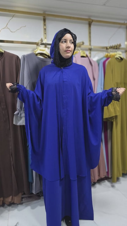 اكتشفي الفخامة: عباية + كاب سلهام بتوب كريب روزا